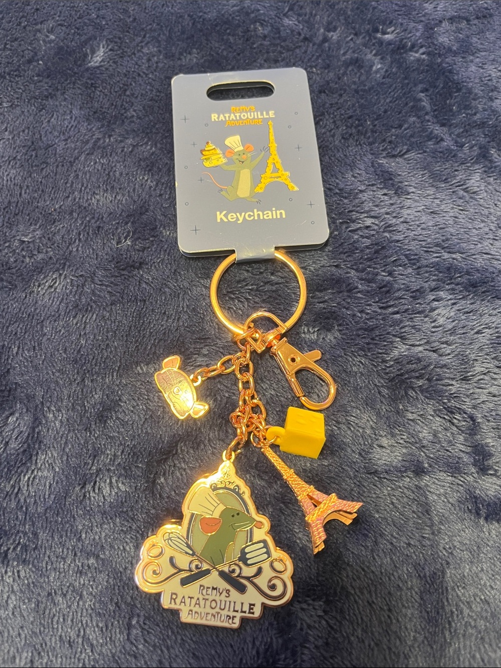 Ratatouille Rose Gold Charm Keychain with Eiffel Tower